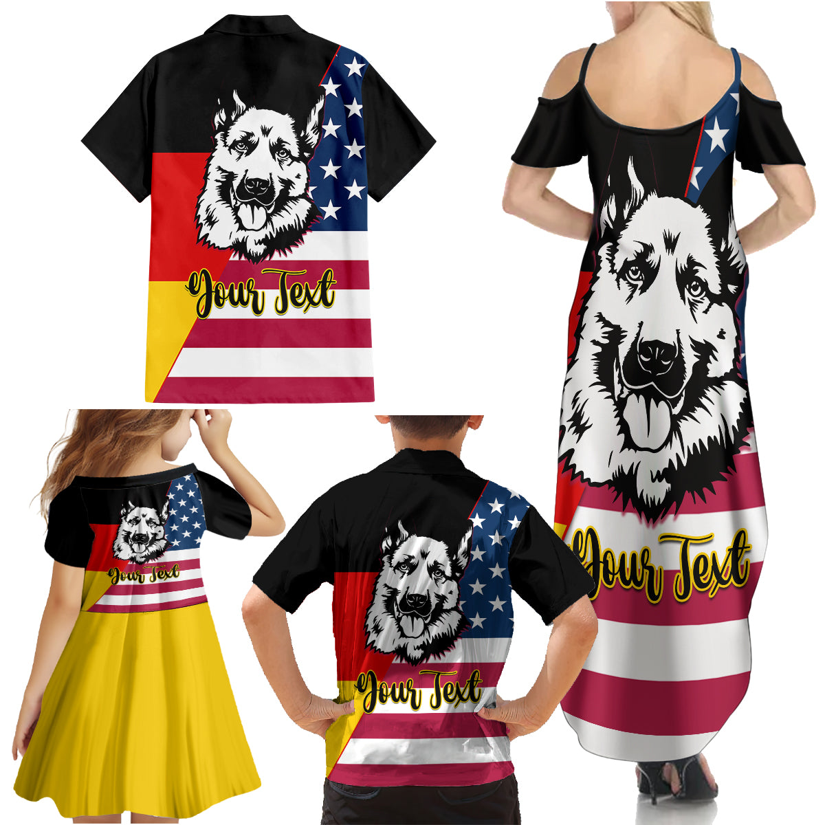 Personalised German American Heritage Day Family Matching Summer Maxi Dress and Hawaiian Shirt German Shepherd Dog - Wonder Print Shop