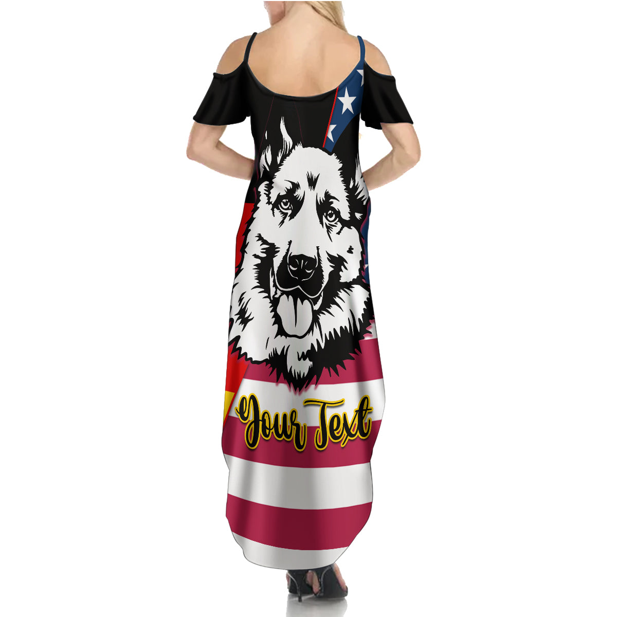 Personalised German American Heritage Day Family Matching Summer Maxi Dress and Hawaiian Shirt German Shepherd Dog - Wonder Print Shop