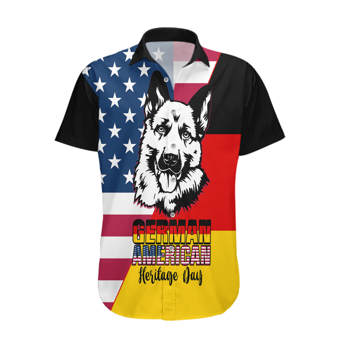 Personalised German American Heritage Day Hawaiian Shirt German Shepherd Dog - Wonder Print Shop