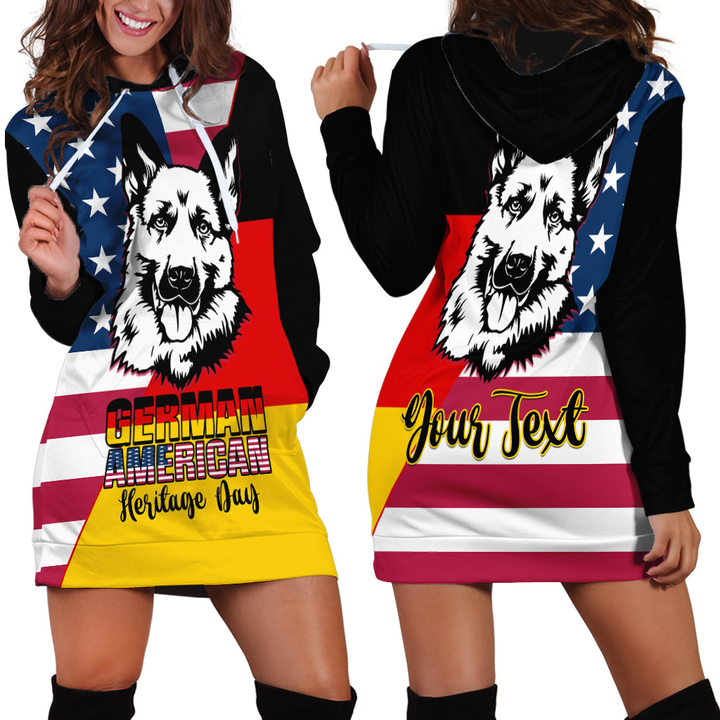 Personalised German American Heritage Day Hoodie Dress German Shepherd Dog - Wonder Print Shop