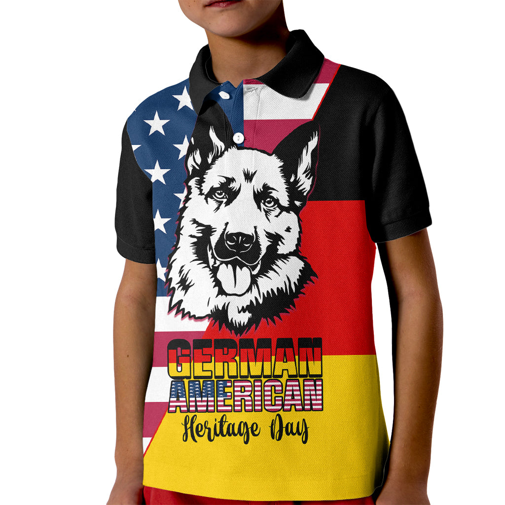 Personalised German American Heritage Day Kid Polo Shirt German Shepherd Dog - Wonder Print Shop