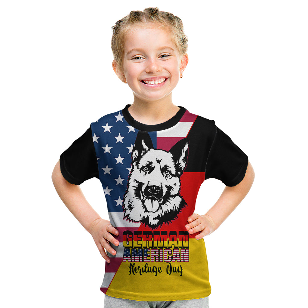 Personalised German American Heritage Day Kid T Shirt German Shepherd Dog - Wonder Print Shop
