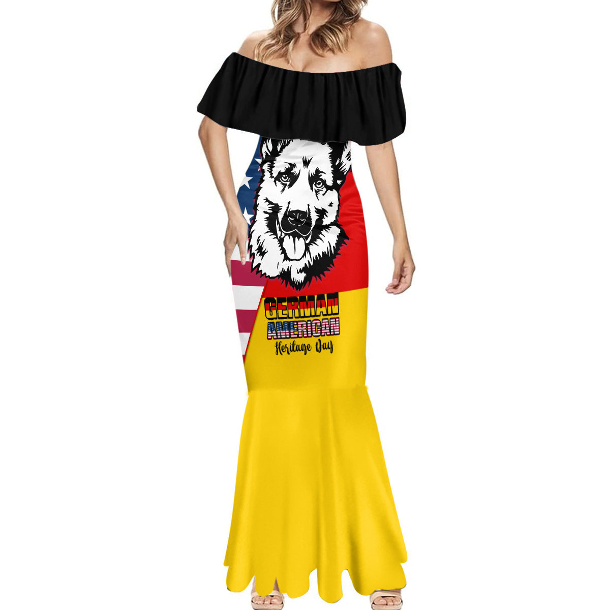 Personalised German American Heritage Day Mermaid Dress German Shepherd Dog - Wonder Print Shop