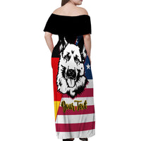 Personalised German American Heritage Day Off Shoulder Maxi Dress German Shepherd Dog - Wonder Print Shop