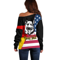 Personalised German American Heritage Day Off Shoulder Sweater German Shepherd Dog - Wonder Print Shop