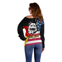 Personalised German American Heritage Day Off Shoulder Sweater German Shepherd Dog - Wonder Print Shop