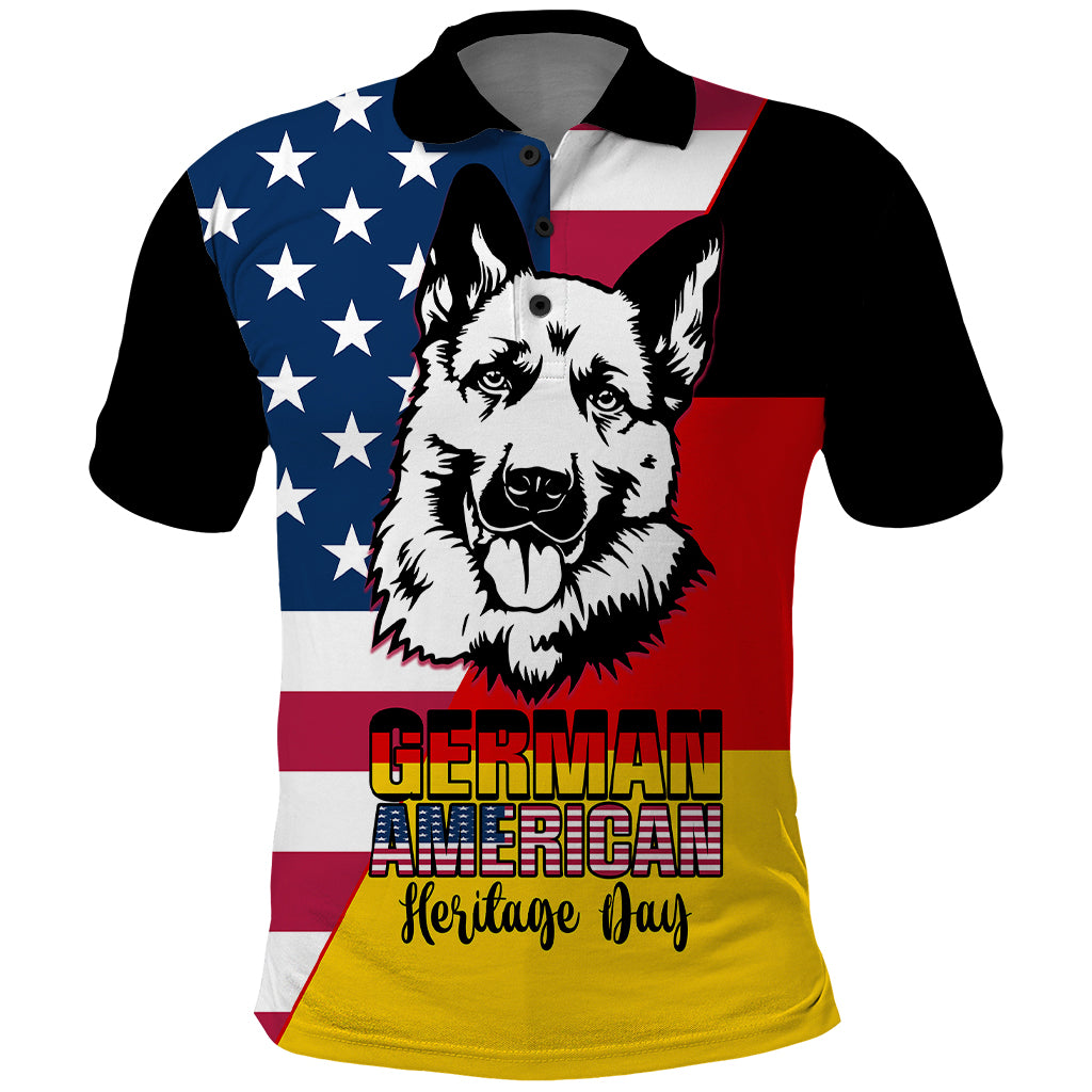 Personalised German American Heritage Day Polo Shirt German Shepherd Dog - Wonder Print Shop