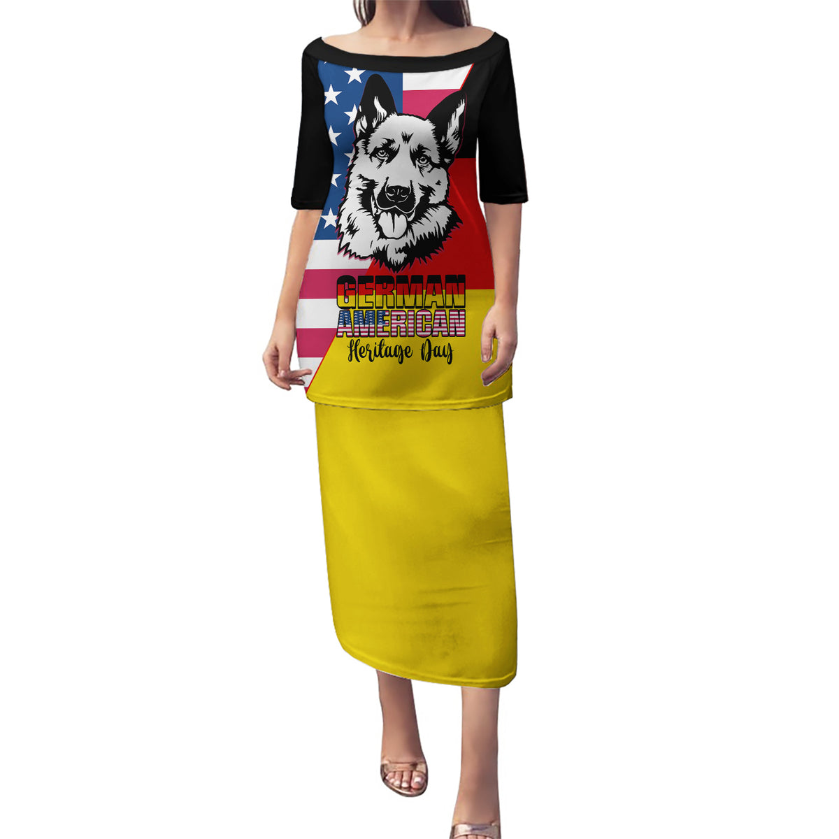 Personalised German American Heritage Day Puletasi German Shepherd Dog - Wonder Print Shop