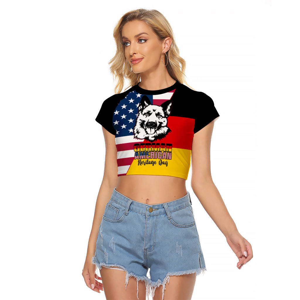 Personalised German American Heritage Day Raglan Cropped T Shirt German Shepherd Dog - Wonder Print Shop