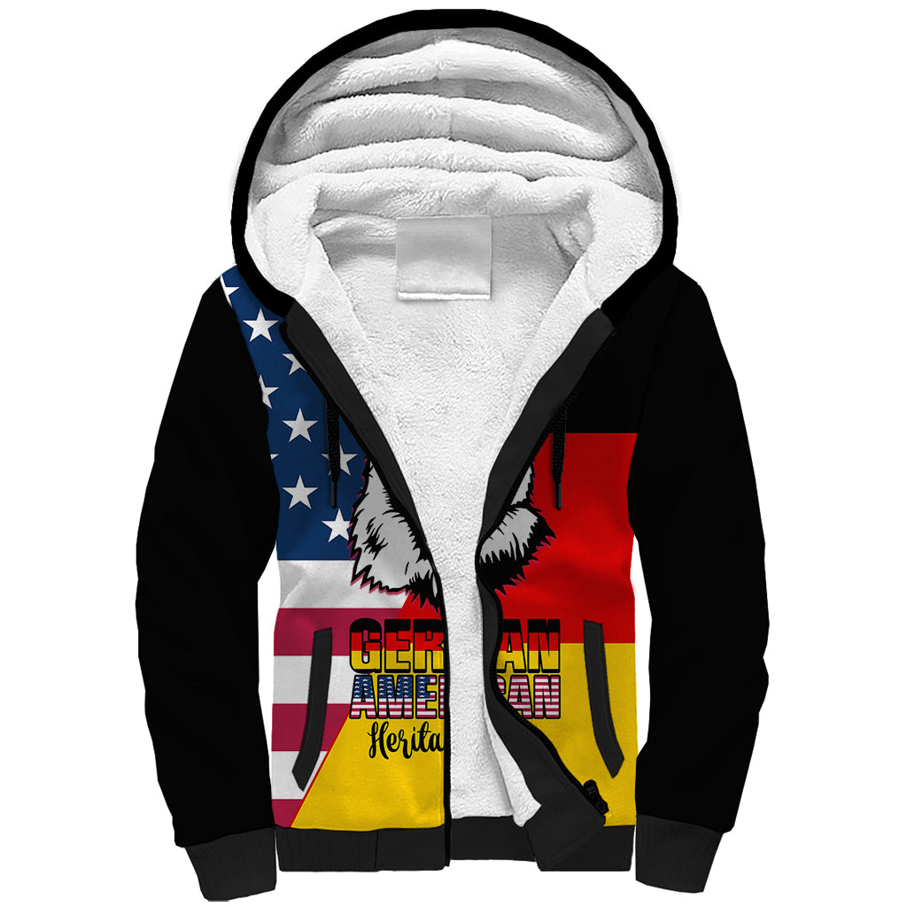 Personalised German American Heritage Day Sherpa Hoodie German Shepherd Dog - Wonder Print Shop
