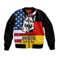 Personalised German American Heritage Day Sleeve Zip Bomber Jacket German Shepherd Dog - Wonder Print Shop