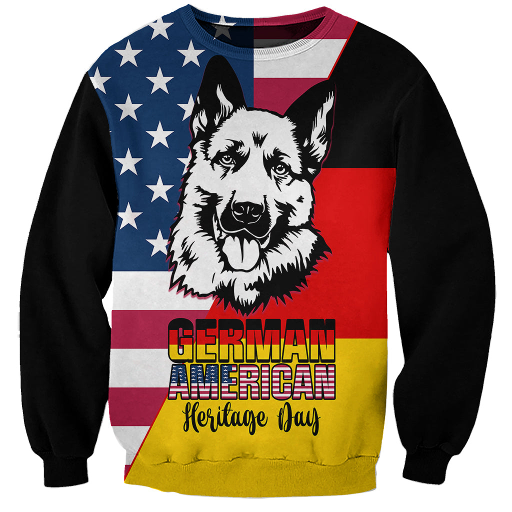 Personalised German American Heritage Day Sweatshirt German Shepherd Dog - Wonder Print Shop