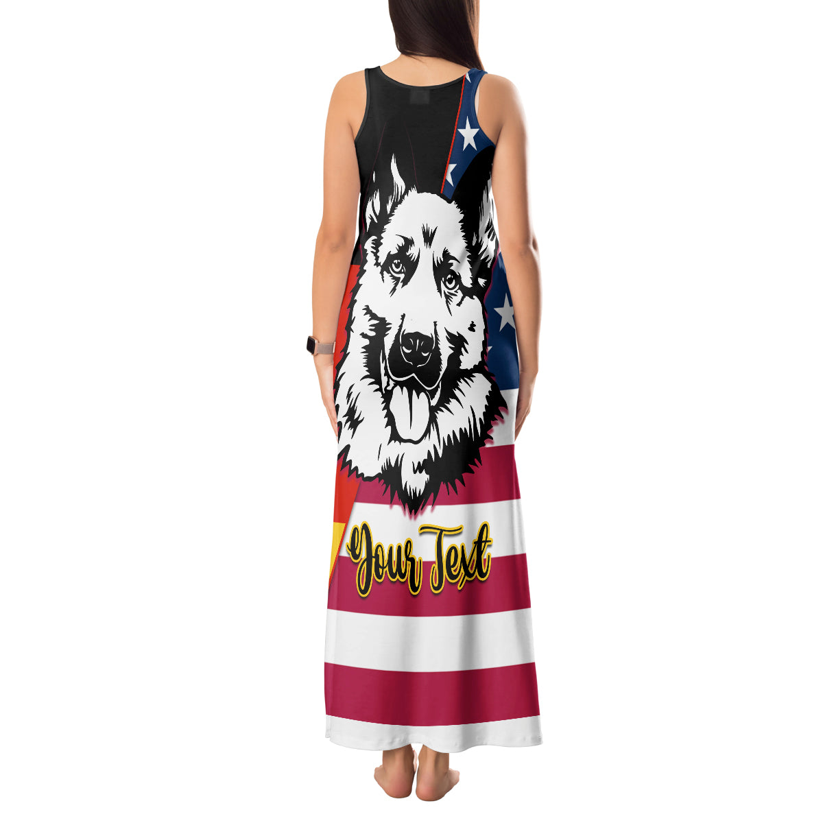 Personalised German American Heritage Day Tank Maxi Dress German Shepherd Dog - Wonder Print Shop