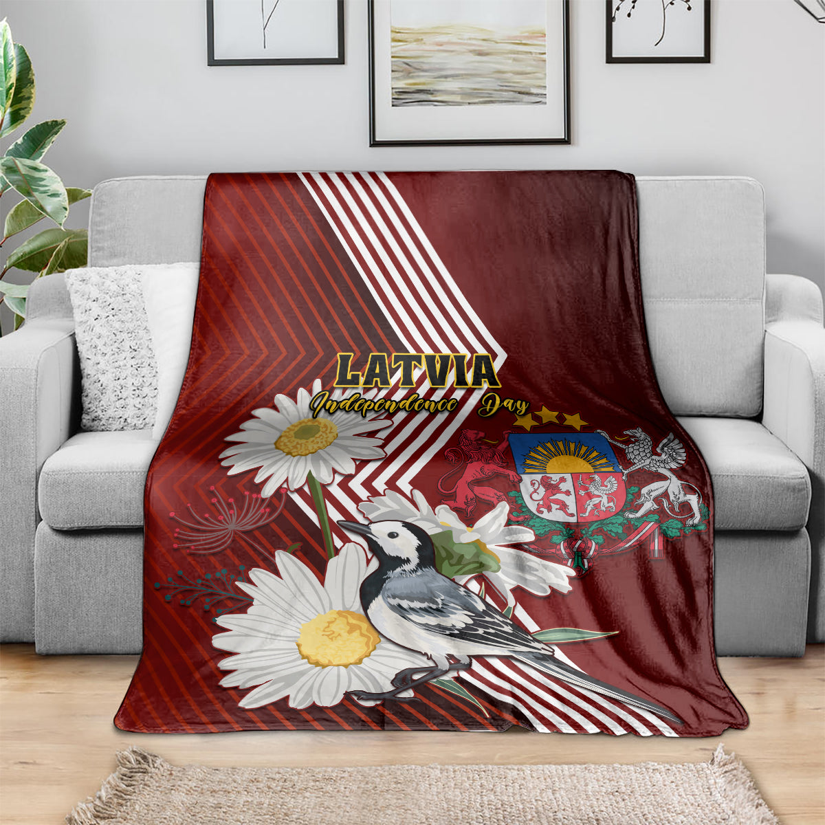 latvia-independence-day-blanket-latvijas-white-wagtail-with-daisy-flowers