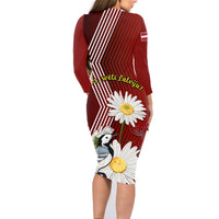 Latvia Independence Day Family Matching Long Sleeve Bodycon Dress and Hawaiian Shirt Latvijas White Wagtail With Daisy Flowers - Wonder Print Shop