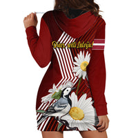 Latvia Independence Day Hoodie Dress Latvijas White Wagtail With Daisy Flowers - Wonder Print Shop