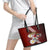 Latvia Independence Day Leather Tote Bag Latvijas White Wagtail With Daisy Flowers - Wonder Print Shop