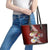Latvia Independence Day Leather Tote Bag Latvijas White Wagtail With Daisy Flowers - Wonder Print Shop