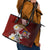 Latvia Independence Day Leather Tote Bag Latvijas White Wagtail With Daisy Flowers - Wonder Print Shop