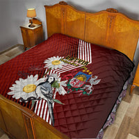 Latvia Independence Day Quilt Latvijas White Wagtail With Daisy Flowers - Wonder Print Shop