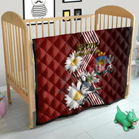 Latvia Independence Day Quilt Latvijas White Wagtail With Daisy Flowers - Wonder Print Shop