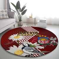 latvia-independence-day-round-carpet-latvijas-white-wagtail-with-daisy-flowers