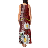 Latvia Independence Day Tank Maxi Dress Latvijas White Wagtail With Daisy Flowers - Wonder Print Shop