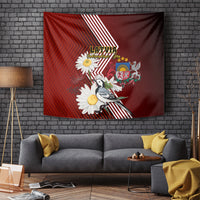 Latvia Independence Day Tapestry Latvijas White Wagtail With Daisy Flowers - Wonder Print Shop