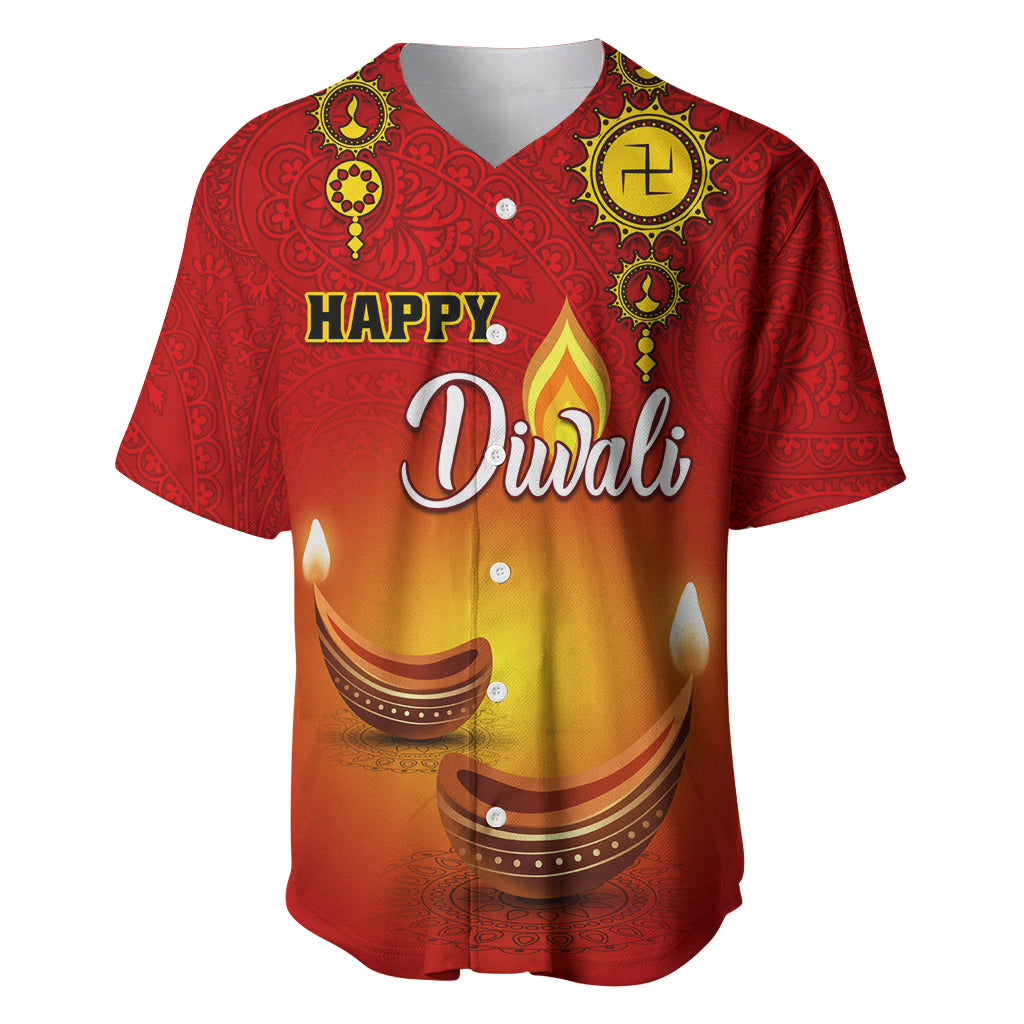 Personalised Diwali Festival Baseball Jersey Diya With Paisley Pattern - Wonder Print Shop