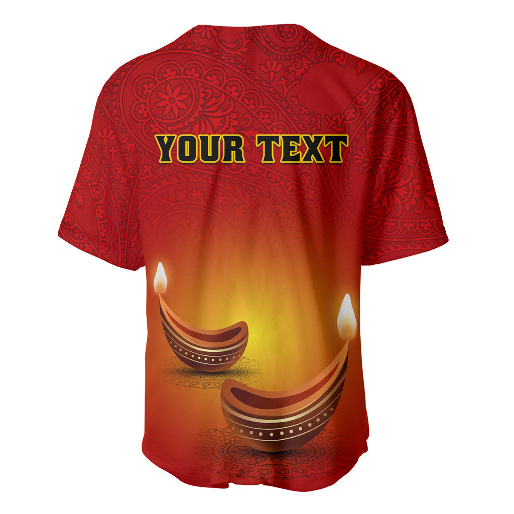Personalised Diwali Festival Baseball Jersey Diya With Paisley Pattern - Wonder Print Shop