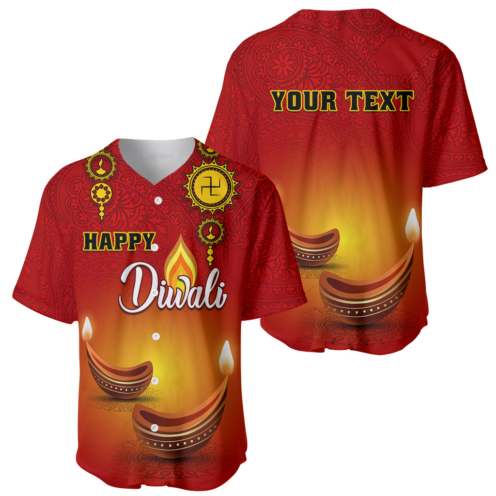 Personalised Diwali Festival Baseball Jersey Diya With Paisley Pattern - Wonder Print Shop