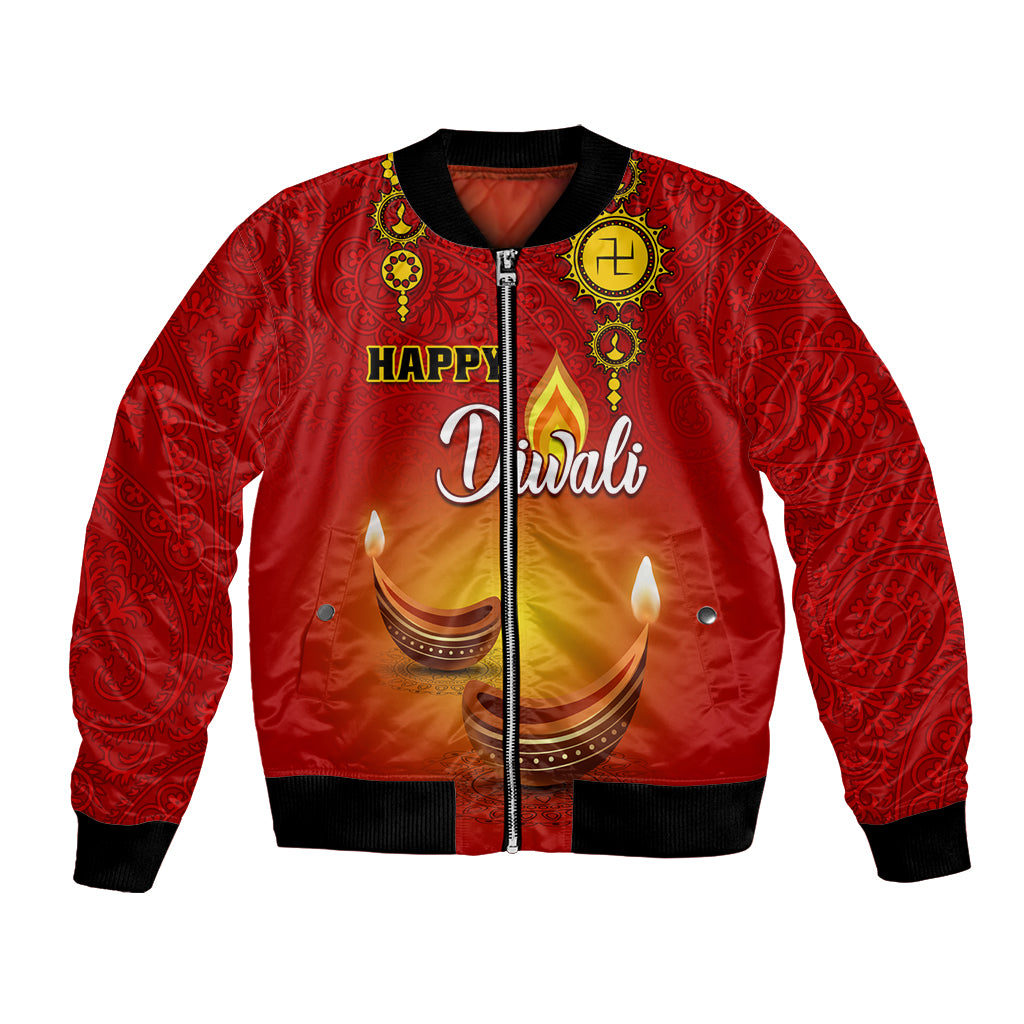 Personalised Diwali Festival Bomber Jacket Diya With Paisley Pattern - Wonder Print Shop