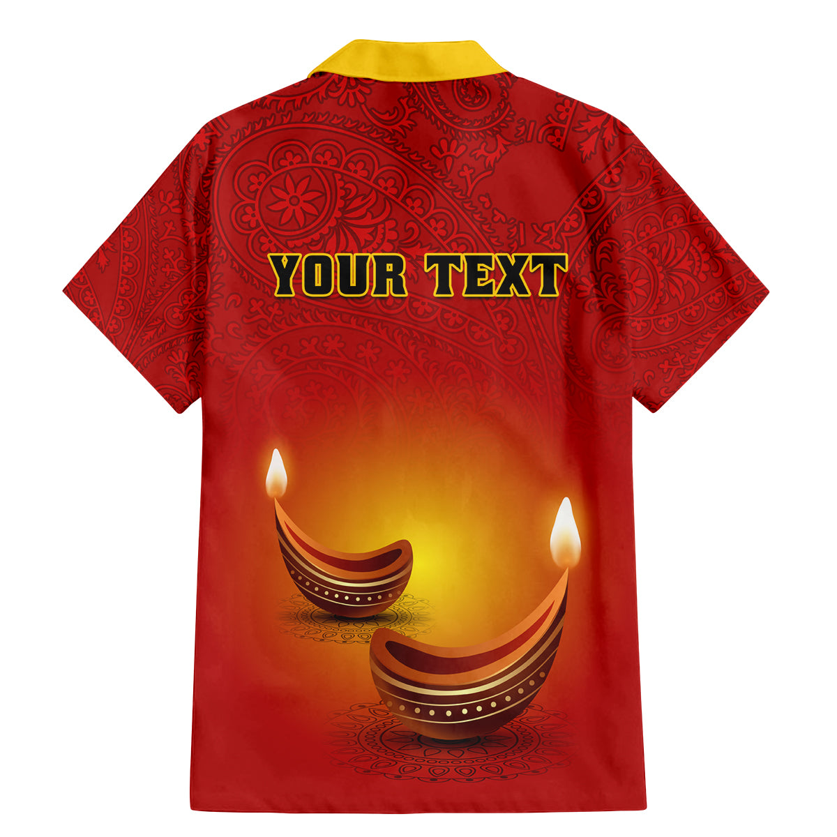 Personalised Diwali Festival Family Matching Mermaid Dress and Hawaiian Shirt Diya With Paisley Pattern - Wonder Print Shop