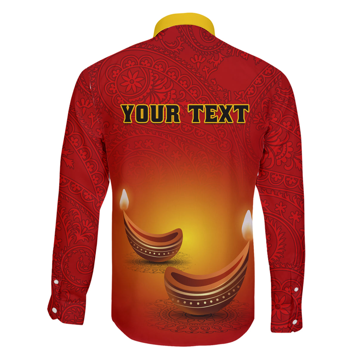 Personalised Diwali Festival Family Matching Short Sleeve Bodycon Dress and Hawaiian Shirt Diya With Paisley Pattern - Wonder Print Shop