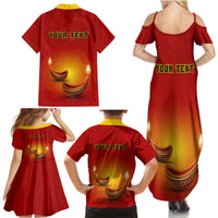 Personalised Diwali Festival Family Matching Summer Maxi Dress and Hawaiian Shirt Diya With Paisley Pattern - Wonder Print Shop