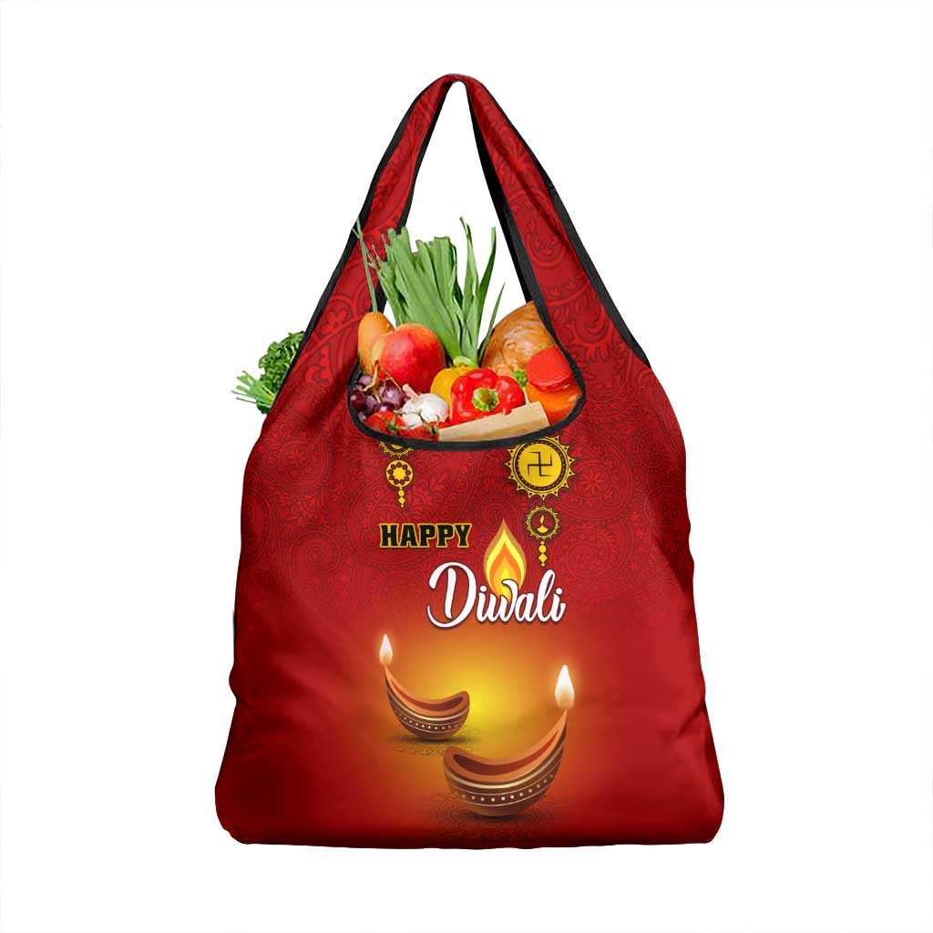 Personalised Diwali Festival Grocery Bag Diya With Paisley Pattern