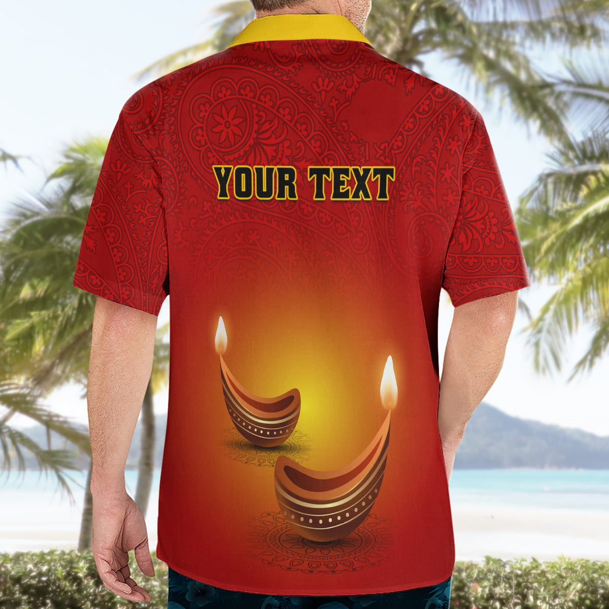 Personalised Diwali Festival Hawaiian Shirt Diya With Paisley Pattern - Wonder Print Shop