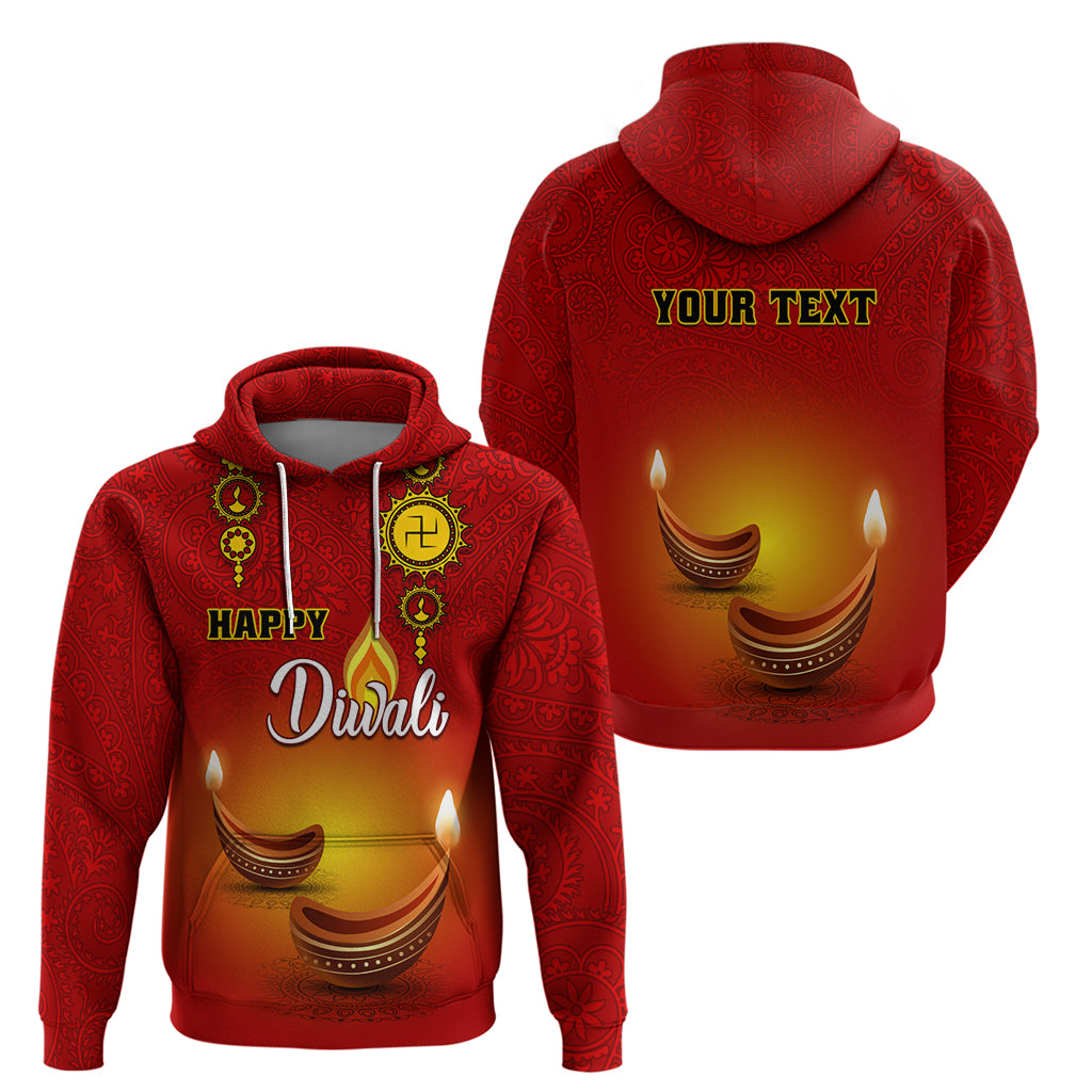Personalised Diwali Festival Hoodie Diya With Paisley Pattern - Wonder Print Shop