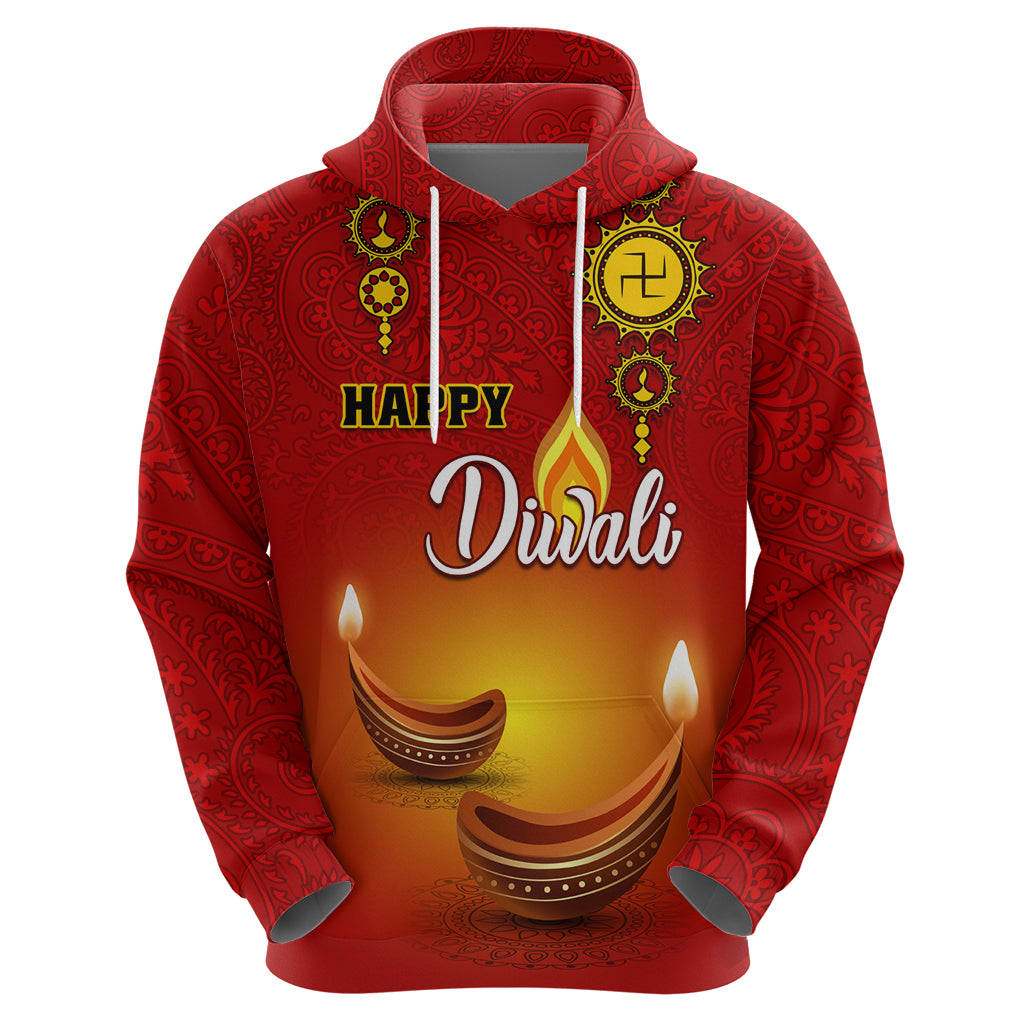 Personalised Diwali Festival Hoodie Diya With Paisley Pattern - Wonder Print Shop