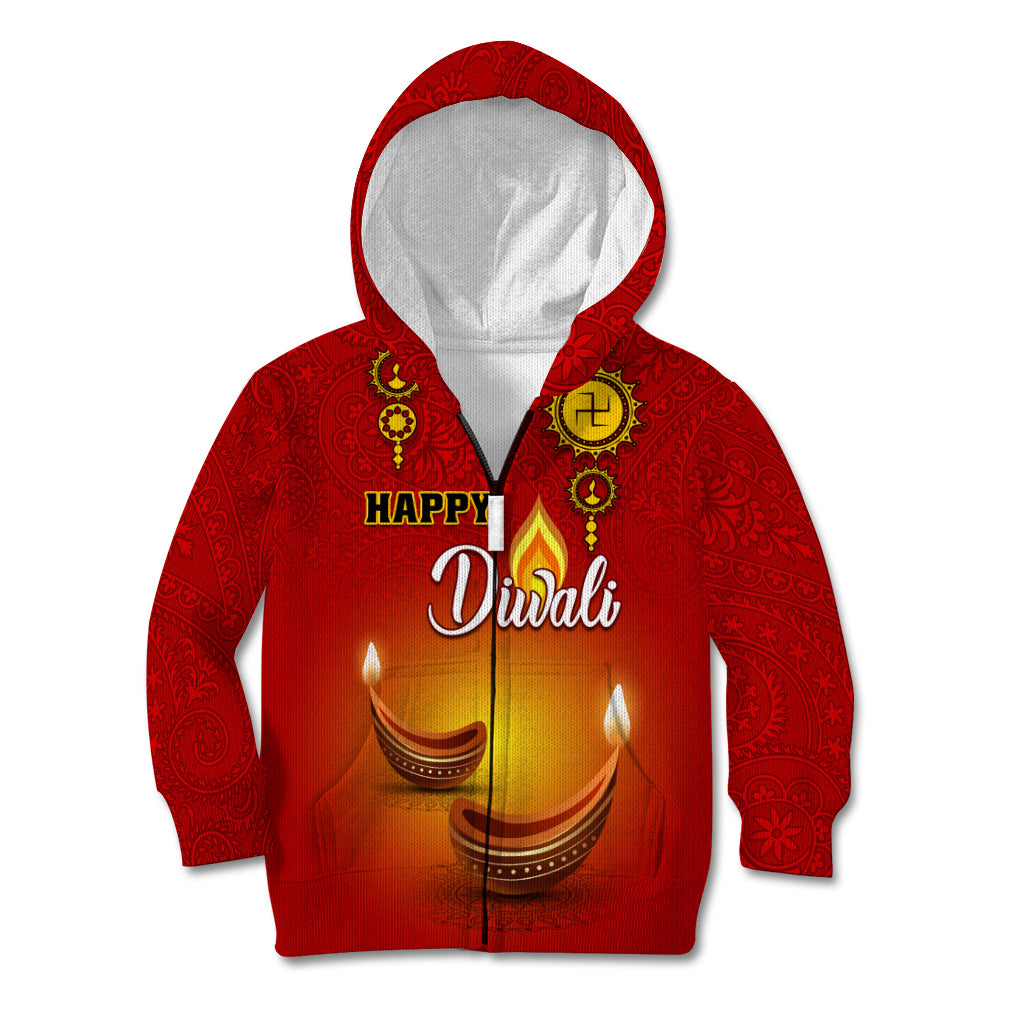 Personalised Diwali Festival Kid Hoodie Diya With Paisley Pattern - Wonder Print Shop