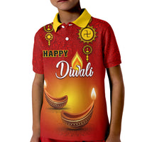 Personalised Diwali Festival Kid Polo Shirt Diya With Paisley Pattern - Wonder Print Shop