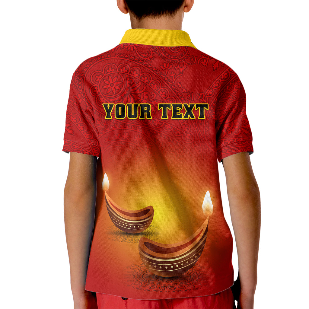 Personalised Diwali Festival Kid Polo Shirt Diya With Paisley Pattern - Wonder Print Shop