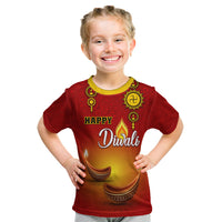 Personalised Diwali Festival Kid T Shirt Diya With Paisley Pattern - Wonder Print Shop