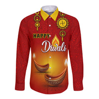 Personalised Diwali Festival Long Sleeve Button Shirt Diya With Paisley Pattern - Wonder Print Shop