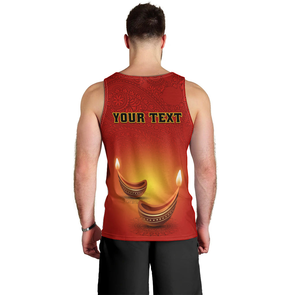 Personalised Diwali Festival Men Tank Top Diya With Paisley Pattern - Wonder Print Shop