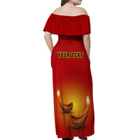 Personalised Diwali Festival Off Shoulder Maxi Dress Diya With Paisley Pattern - Wonder Print Shop