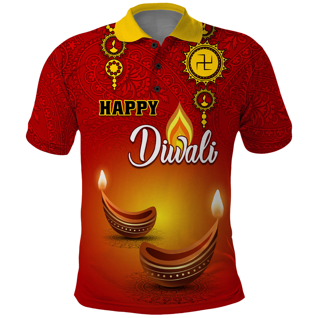 Personalised Diwali Festival Polo Shirt Diya With Paisley Pattern - Wonder Print Shop