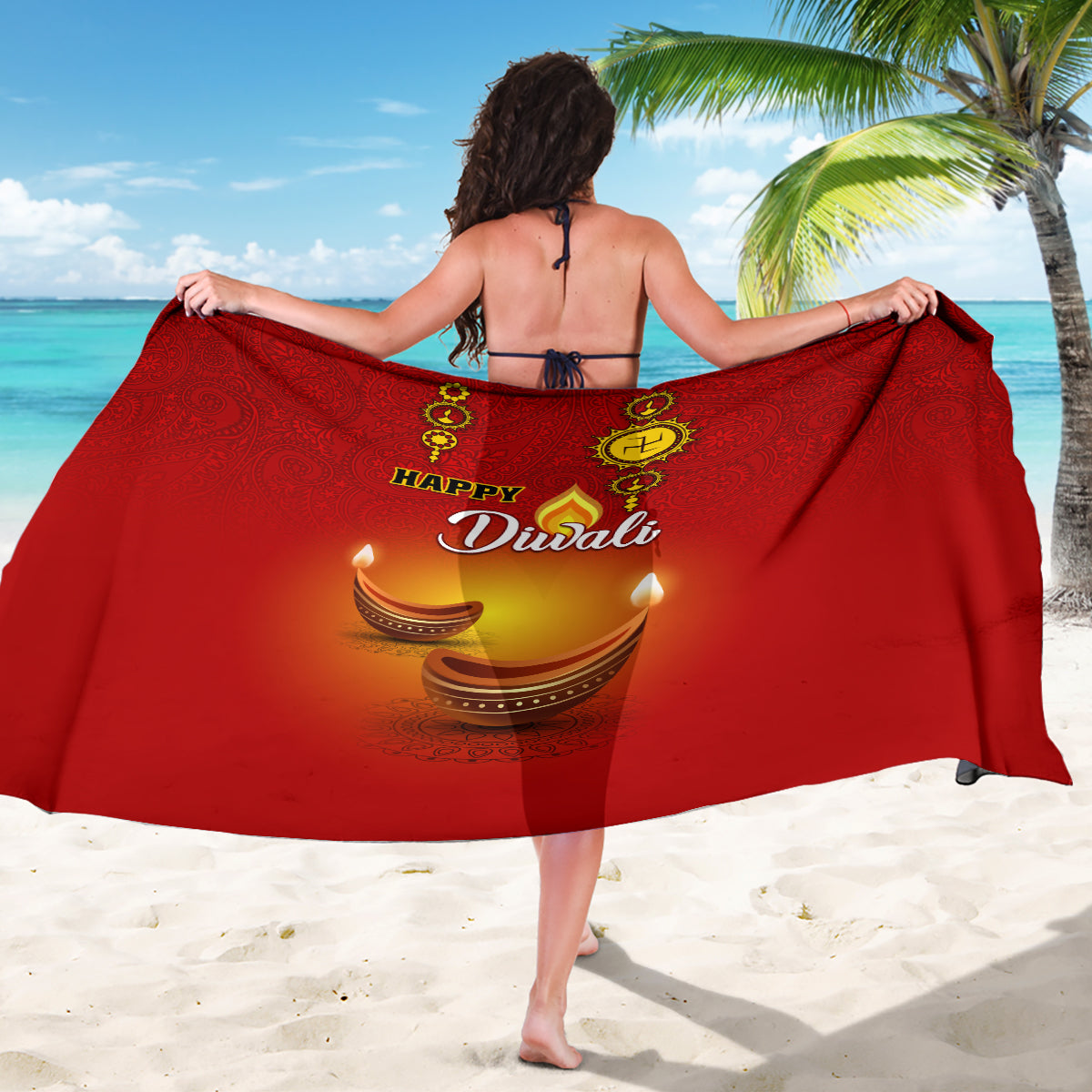 Diwali Festival Sarong Diya With Paisley Pattern - Wonder Print Shop