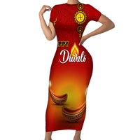 Personalised Diwali Festival Short Sleeve Bodycon Dress Diya With Paisley Pattern - Wonder Print Shop