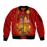Personalised Diwali Festival Sleeve Zip Bomber Jacket Diya With Paisley Pattern - Wonder Print Shop